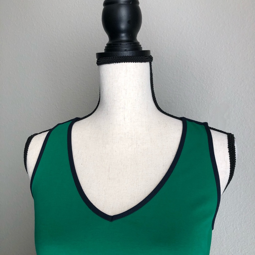 BANANA REPUBLIC Green Summer Dress with Navy Trim - Picture 2 of 7